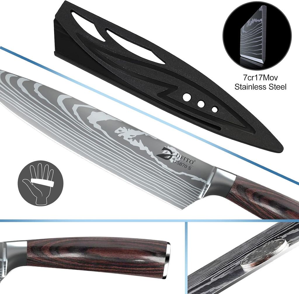 Chef Knife Sets with Roll Bag, 9 Pieces Professional Knife Set