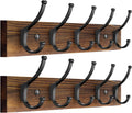 2 Pack Wooden Coat Rack Wall Mount, 16.1" Rustic Coat Hanger Hooks with 10 Double Hooks, Wall Coat Rack for Hat