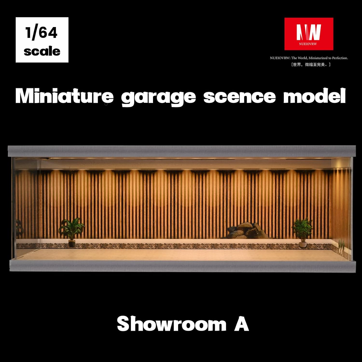 Diorama 1:64 Display Case for Hot Wheels Matchbox Mini GT Diecast Cars | Stackable 1/64 3-Color LED Car Garage