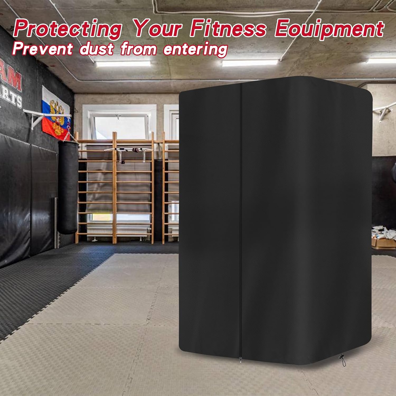Gym Rack Cover Squat Rack Cover, Heavy-Duty 600D Oxford Power Cage Cover with Zipper, Waterproof Dustproof UV