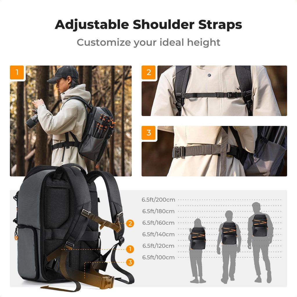 Camera Backpack Shoulder Bag for Photographers | Hardshell Case, Multifunction Photography Backpack, 15.6" Laptop