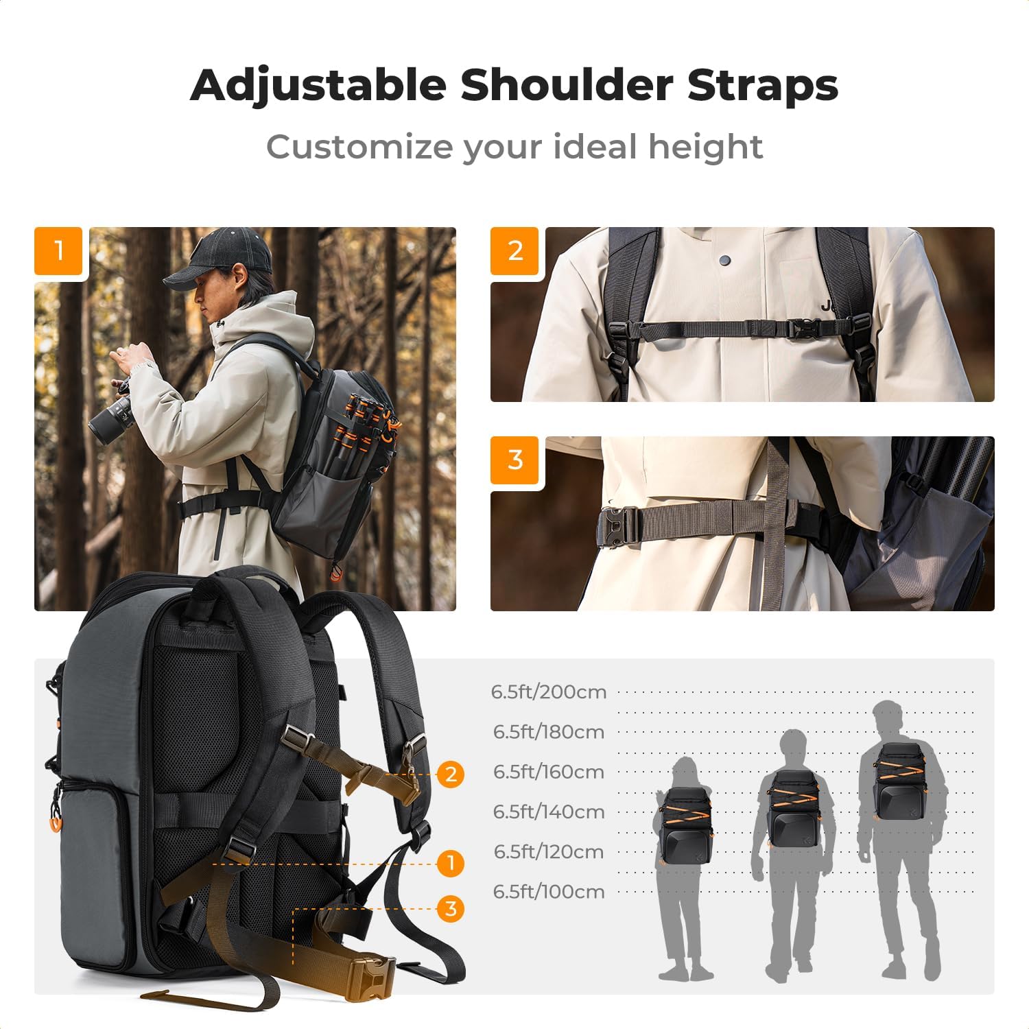 Camera Backpack Shoulder Bag for Photographers | Hardshell Case, Multifunction Photography Backpack, 15.6" Laptop