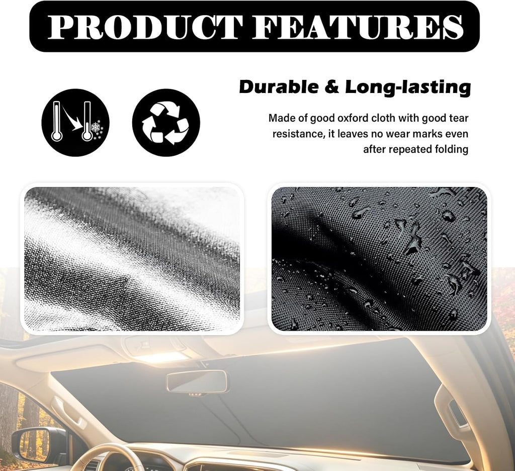 Foldable Car Windshield Sun Shade Compatible with Tesla 2017-2026 Model 3/Y,Oxford Cloth Sunshade for Car Windshield