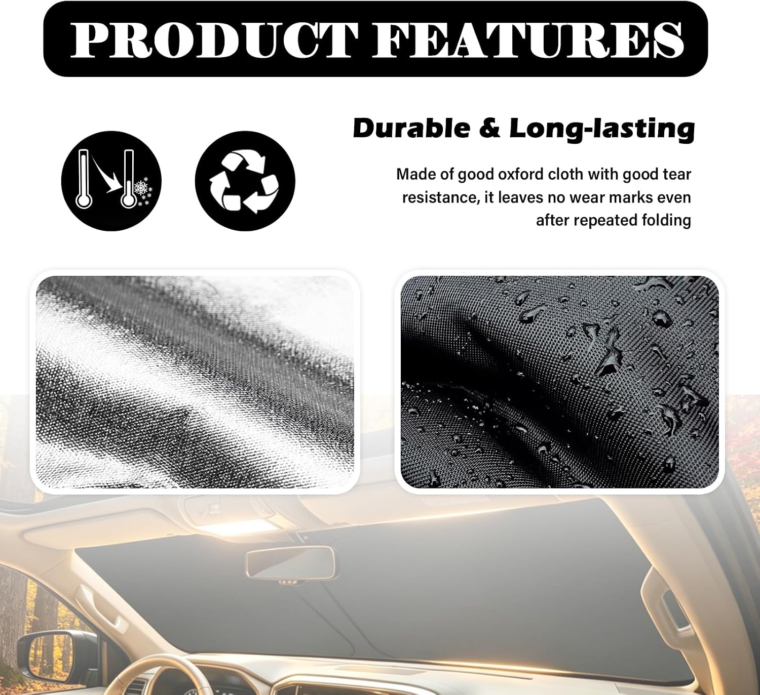 Foldable Car Windshield Sun Shade Compatible with Tesla 2017-2026 Model 3/Y,Oxford Cloth Sunshade for Car Windshield
