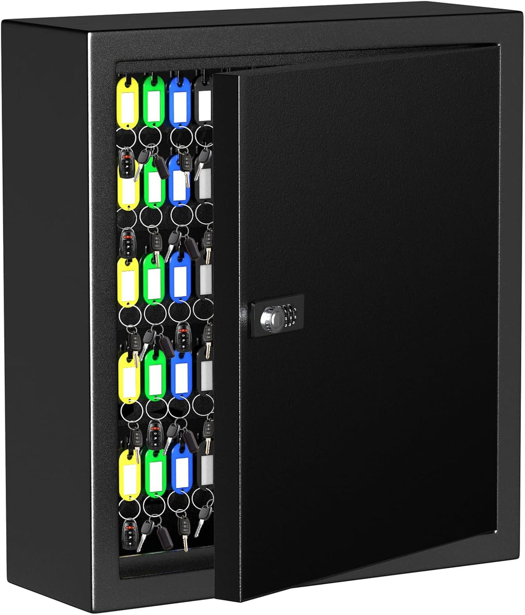 Lock Key Cabinet with Storage: 131-Keys Steel Wall Mount Key Cabinet Organizer - Large Storage and Secure Combination
