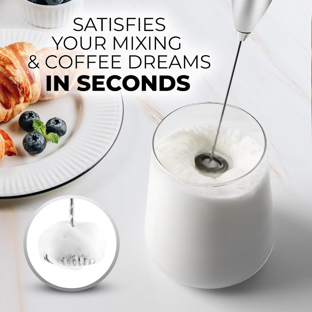 Zulay Powerful Milk Frother for Coffee with Upgraded Titanium Motor - Handheld Electric Whisk, Milk Foamer, Mini