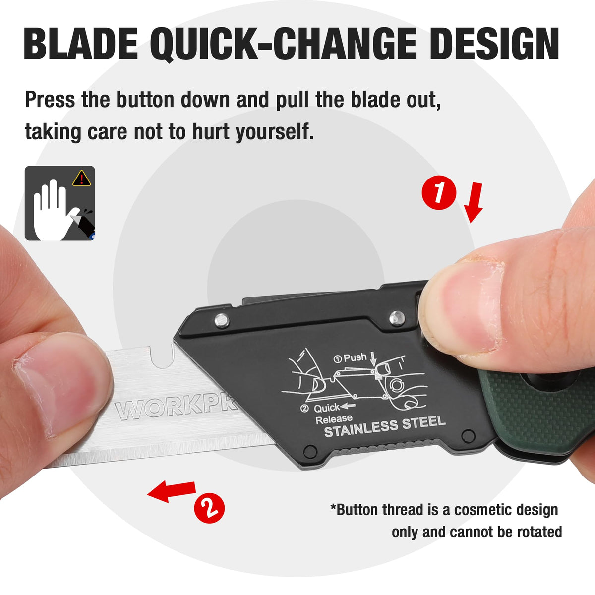 Folding Utility Knife G10 Handle with Stainless Steel Head, Quick-change Blade & Back Lock, Heavy Duty Box Cutter