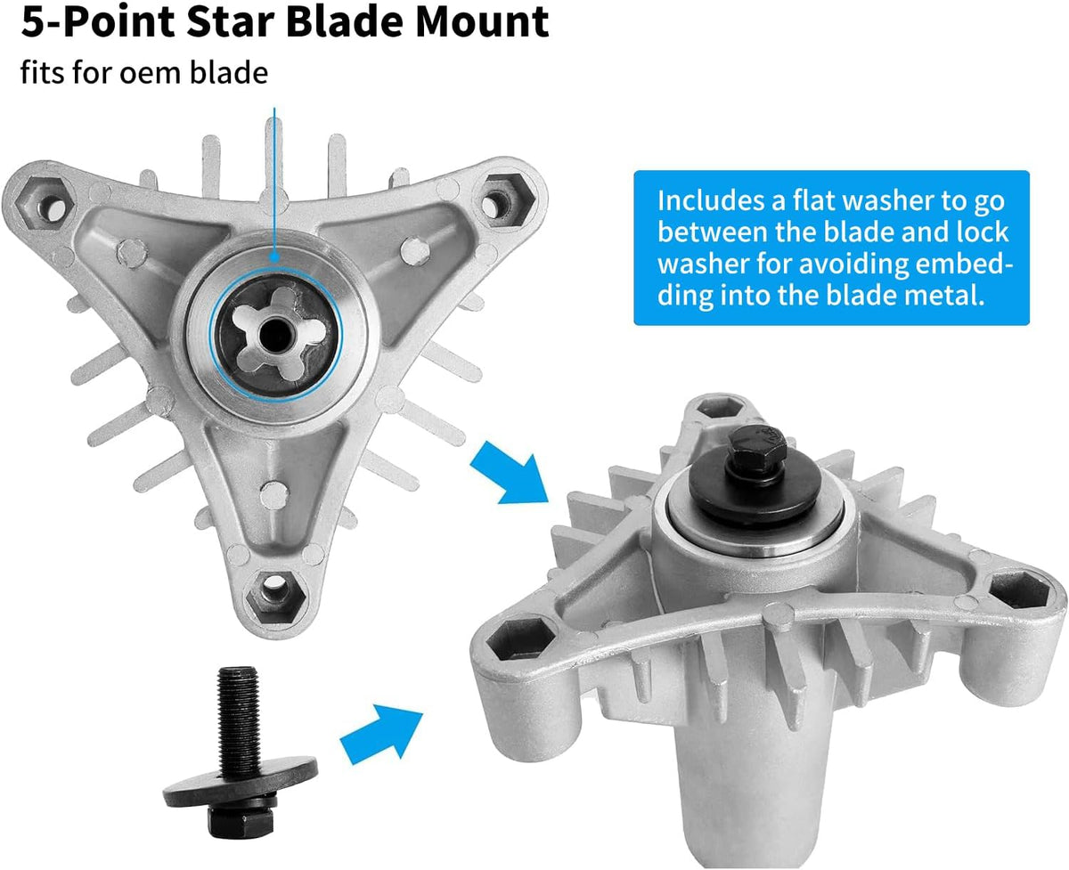 130794 Spindle 153535 Pulley Compatible with Craftsman Mower - Spindle Assembly with Pulley Compatible with Craftsman