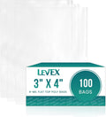 3" x 4" (100 Count) Open End Flat Top - 4-Mil Super Heavy Duty Clear Poly Bags for Packaging, Shipping, Storage &