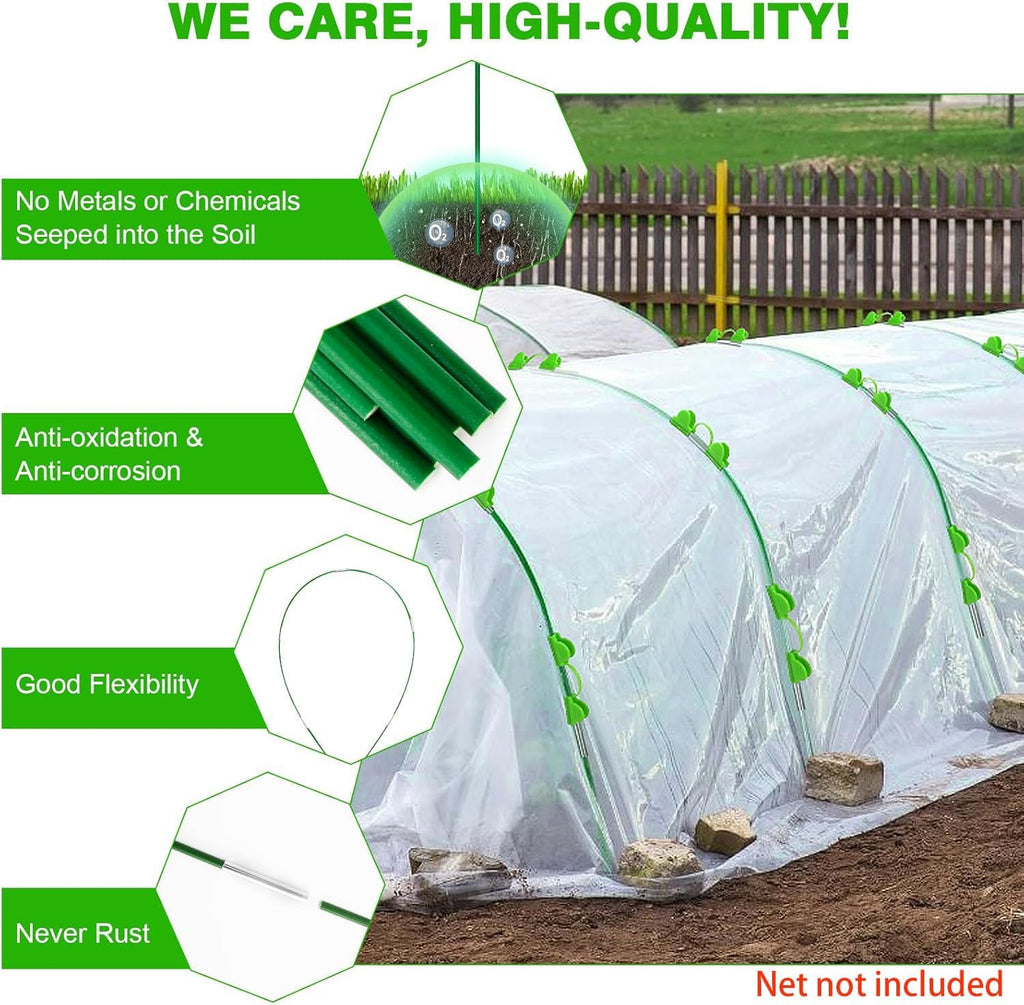 Garden Hoops for Raised Beds Row Cover, 36pcs 8ft Greenhouse Garden Grow Tunnel Netting Hoops, Greenhouse Support