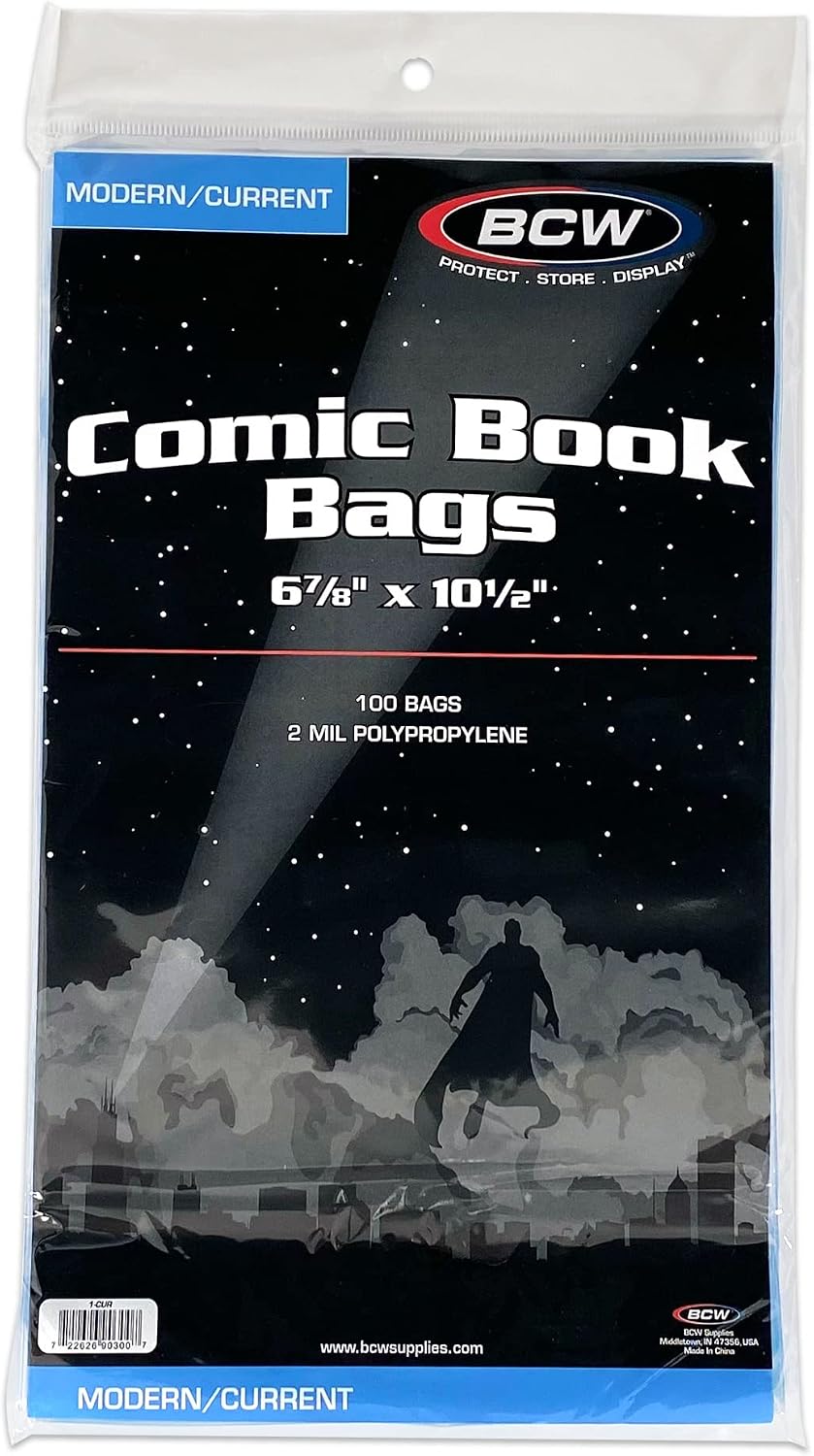 Comic Bags & Modern Backing Boards | 100ct | Acid-Free Archival Storage | Prevent Damage to Comics | 6 7/8 x 10 1/2