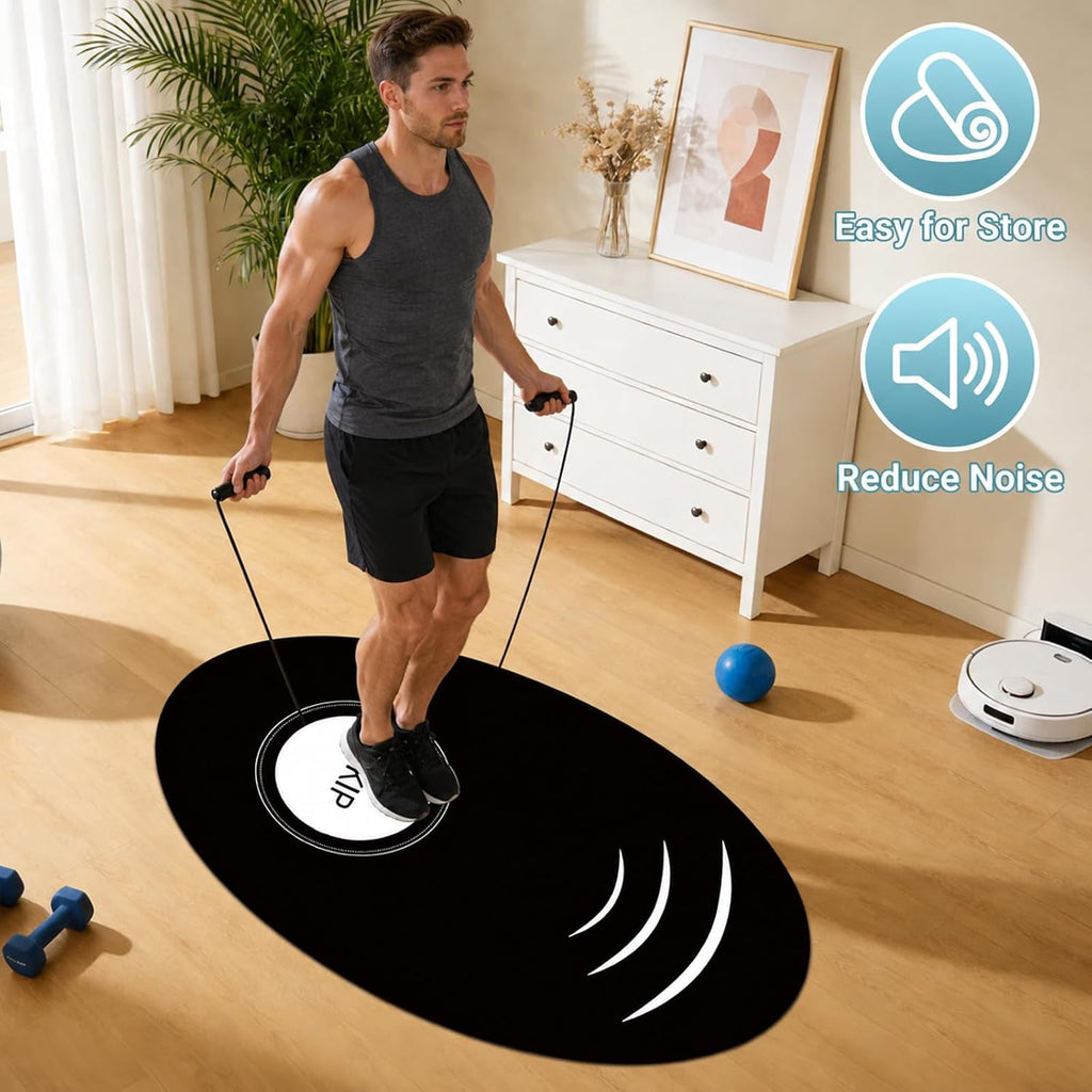 Jump Rope Mat，35.4 x 55.1 inch High-Density Rubber Exercise Mat, Non-Slip and Shock-Absorbing, Suitable for Indoor