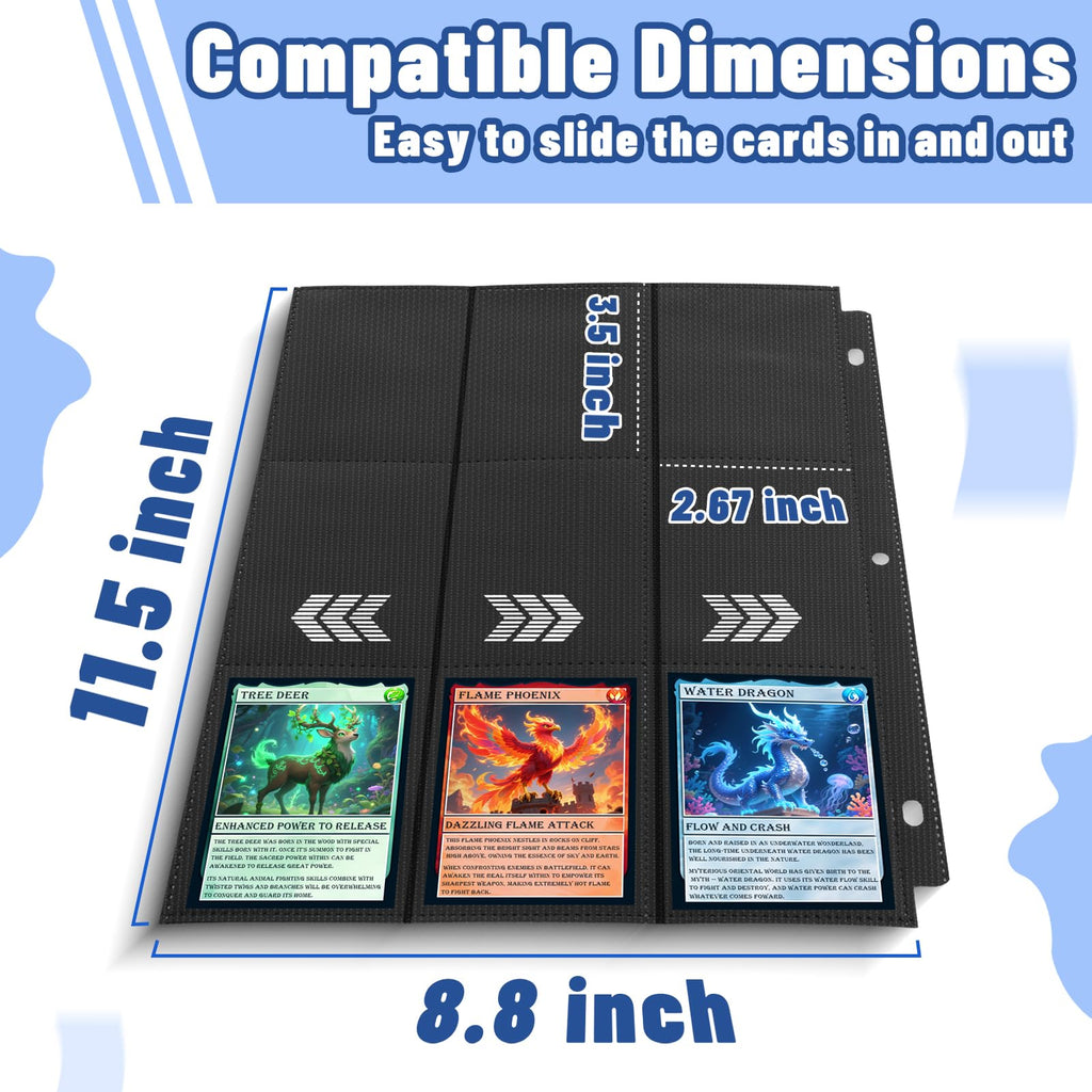 Trading Card Binder Sleeves, Baseball Holder, Black, 1800 Pockets