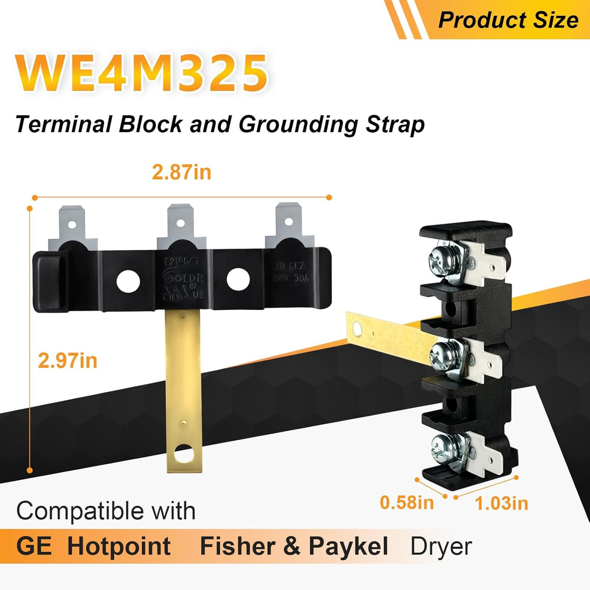 WE4M325 Dryer Terminal Block and Grounding Strap Compatible with GE