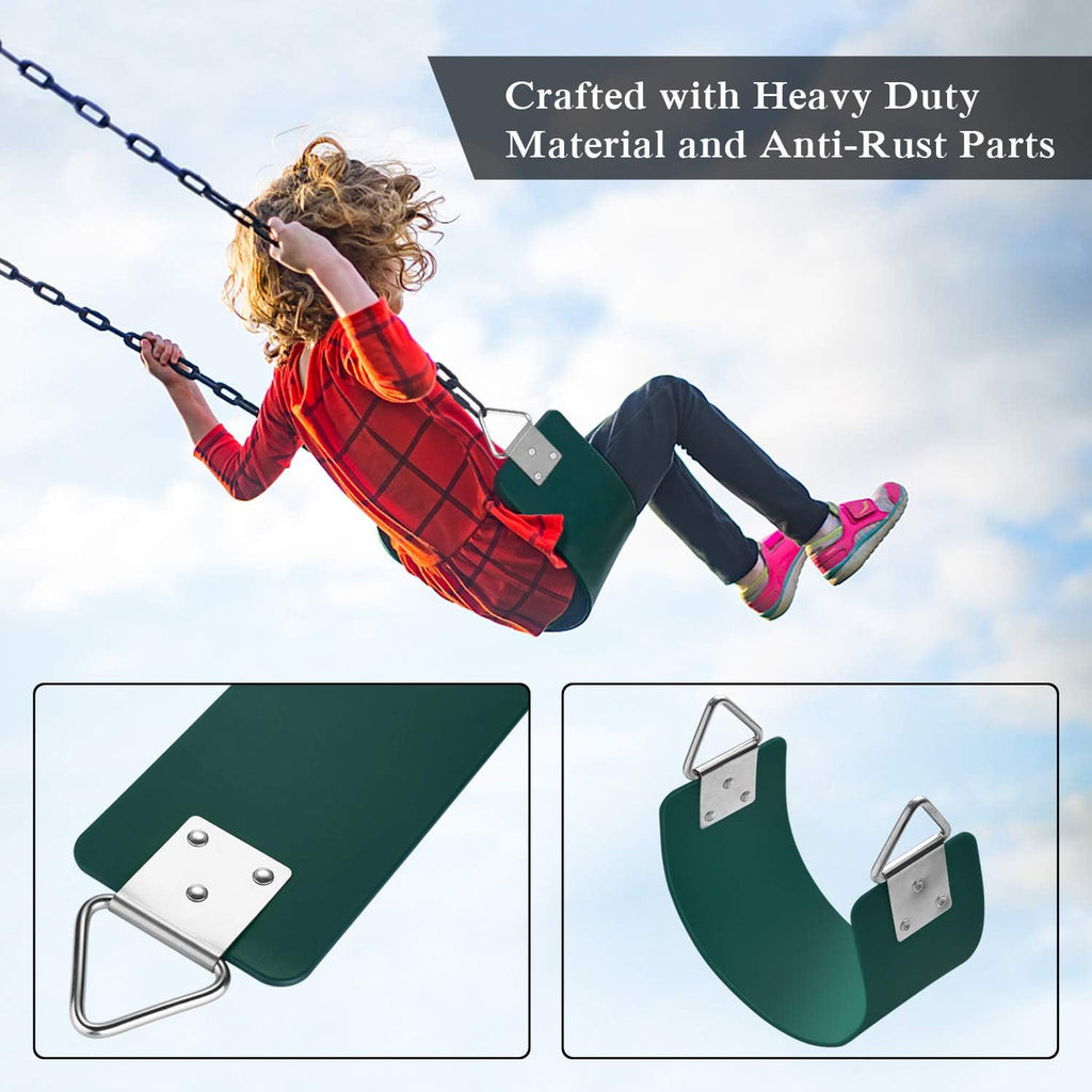 Swing Seat, 30.4 x 6 x 0.27 Inch Yard Swing for Kids & Adults with Metal Triangle Ring - Green(113KG /250LB Weight