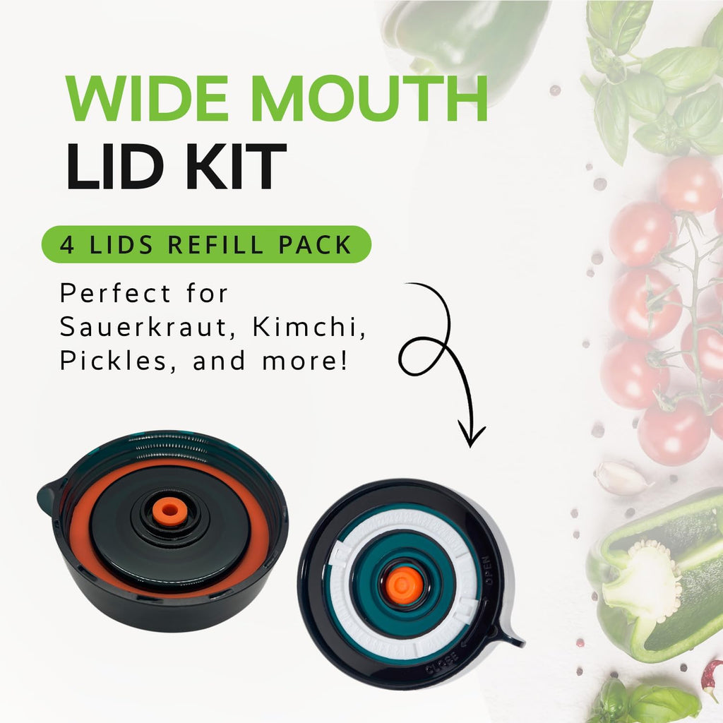 Fermentation Lids Kit, Mason Jar Airlock Lid, Fermenting Lids for Wide Mouth Mason Jars, Kimchi, Pickle, and