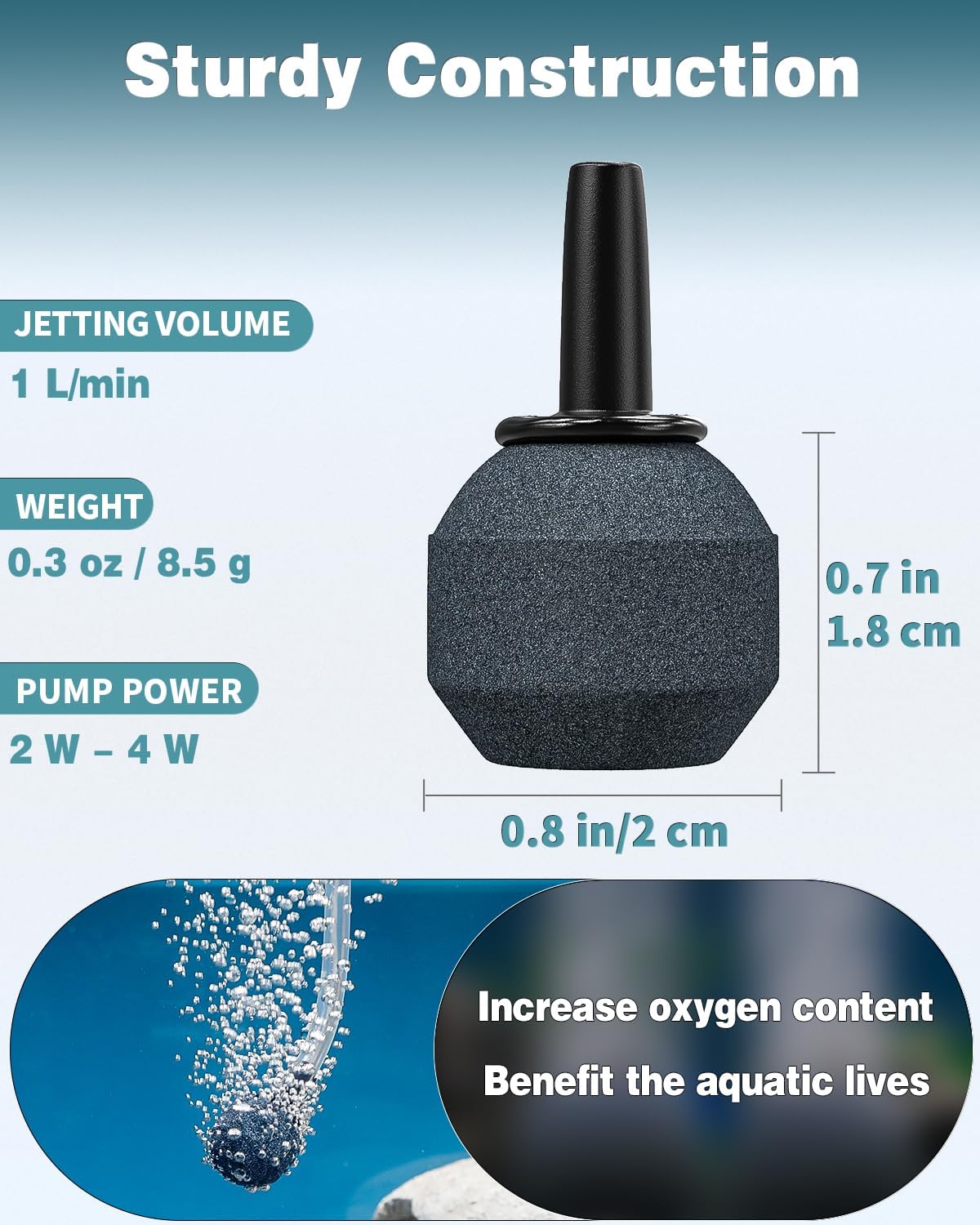 Aquarium 0.8 Inch Air Stone Ball Bubble Diffuser Release Tool for Nano Air Pumps Small Buckets and Fish Tanks, 10 Pack