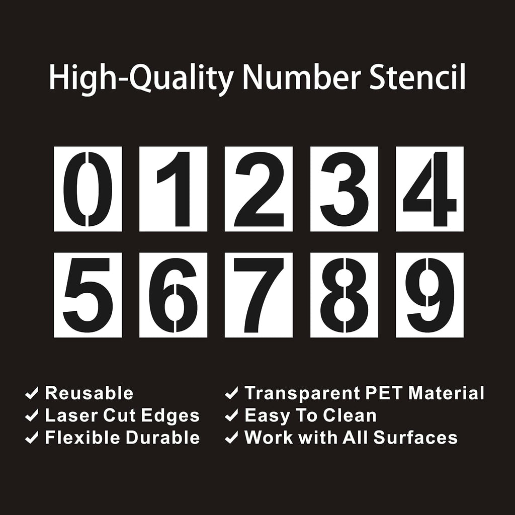4 Inch Number Stencils Plastic Number Stencils Reusable Digital Painting Templates for Cake Stencil Address Templates