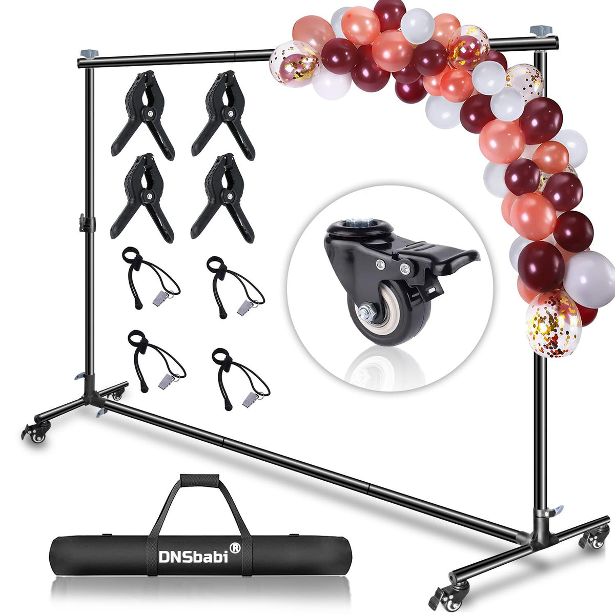 10 * 7ft Adjustable Backdrop Stand with Wheels, Photo Background Stand