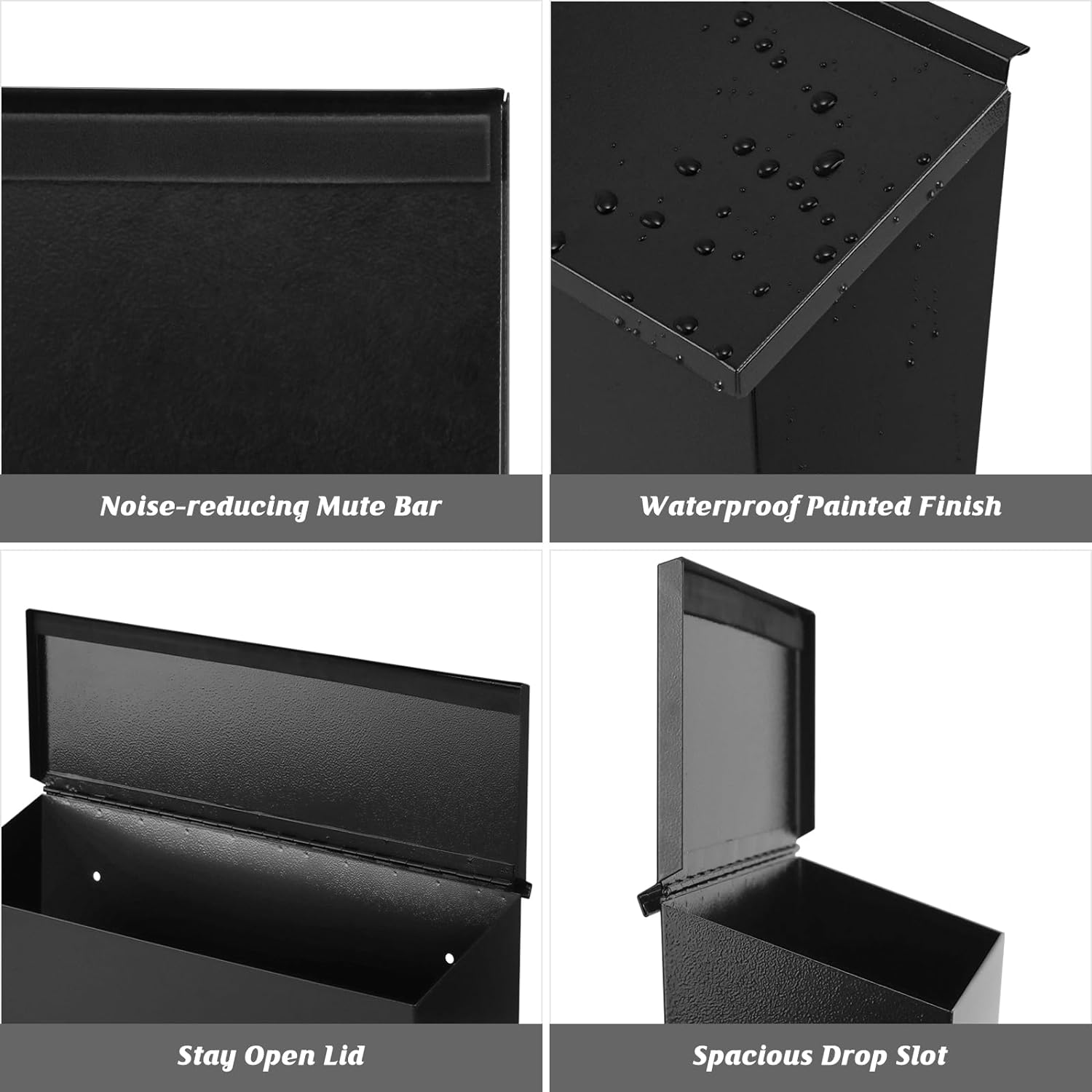 Wall-Mount Mailbox for House, Large Capacity Mail Box, Galvanized Steel Rust-Proof Metal Post Box, Mailboxes for