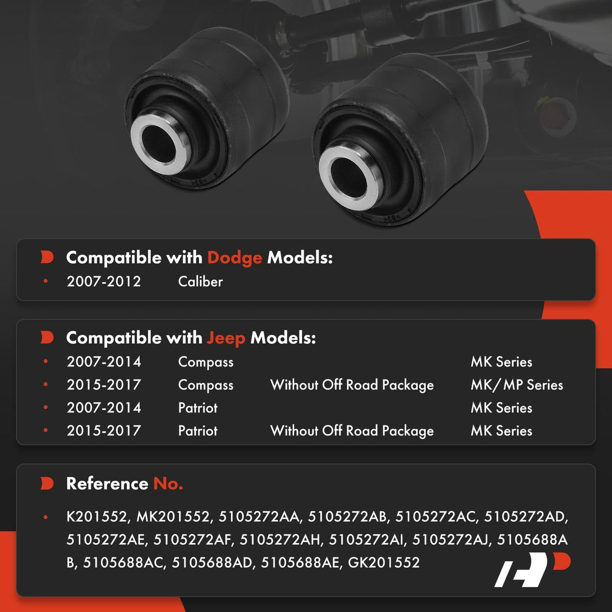 A-Premium 2 x Rear Outer Rearward Lower Control Arm Bushing Kit