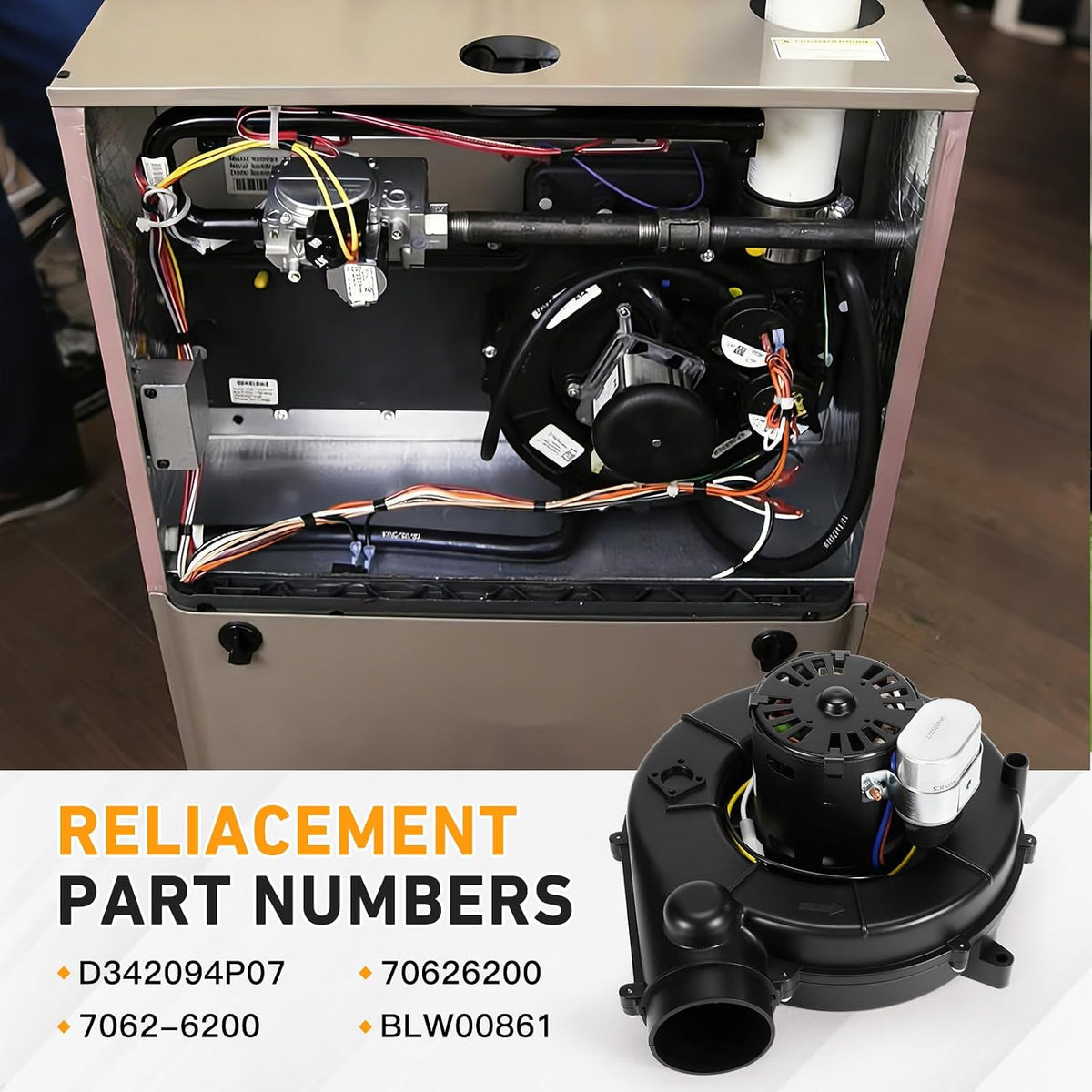 7062-6200 Furnace Draft Inducer Blower Motor 115V 3400 RPM Fit for Trane American Standard Furnaces ADH/TDH/AUH/TUH Series, etc. - Replace Fasco D342094P07 Exhaust Vent Venter Motor