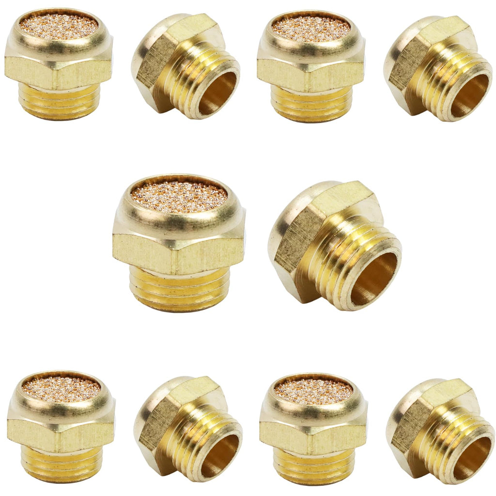 G1/8 Brass Exhaust Muffler, Flat Type, 10Pcs