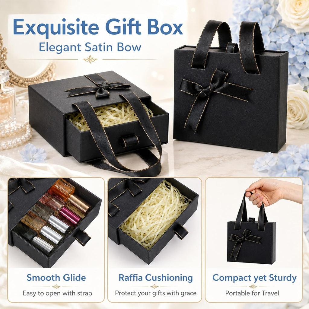 4.7x3.9x2 In Small Drawer Black Gift Box With Bow Ribbon For Presents