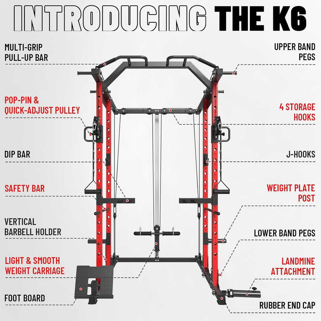Power Cage, Power Rack with Cable Crossover System, 1500LBS Squat Rack with LAT Pull Down System, Workout Cage with