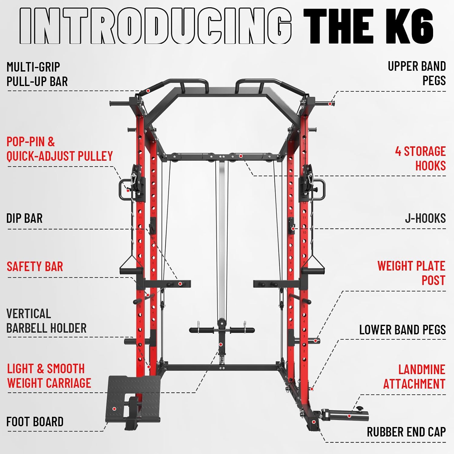 Power Cage, Power Rack with Cable Crossover System, 1500LBS Squat Rack with LAT Pull Down System, Workout Cage with