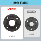 Floor Flange - 1-1/4" Malleable Iron Pipe Fittings, 4 Threaded Holes, Vintage Style for DIY, 4 Pack