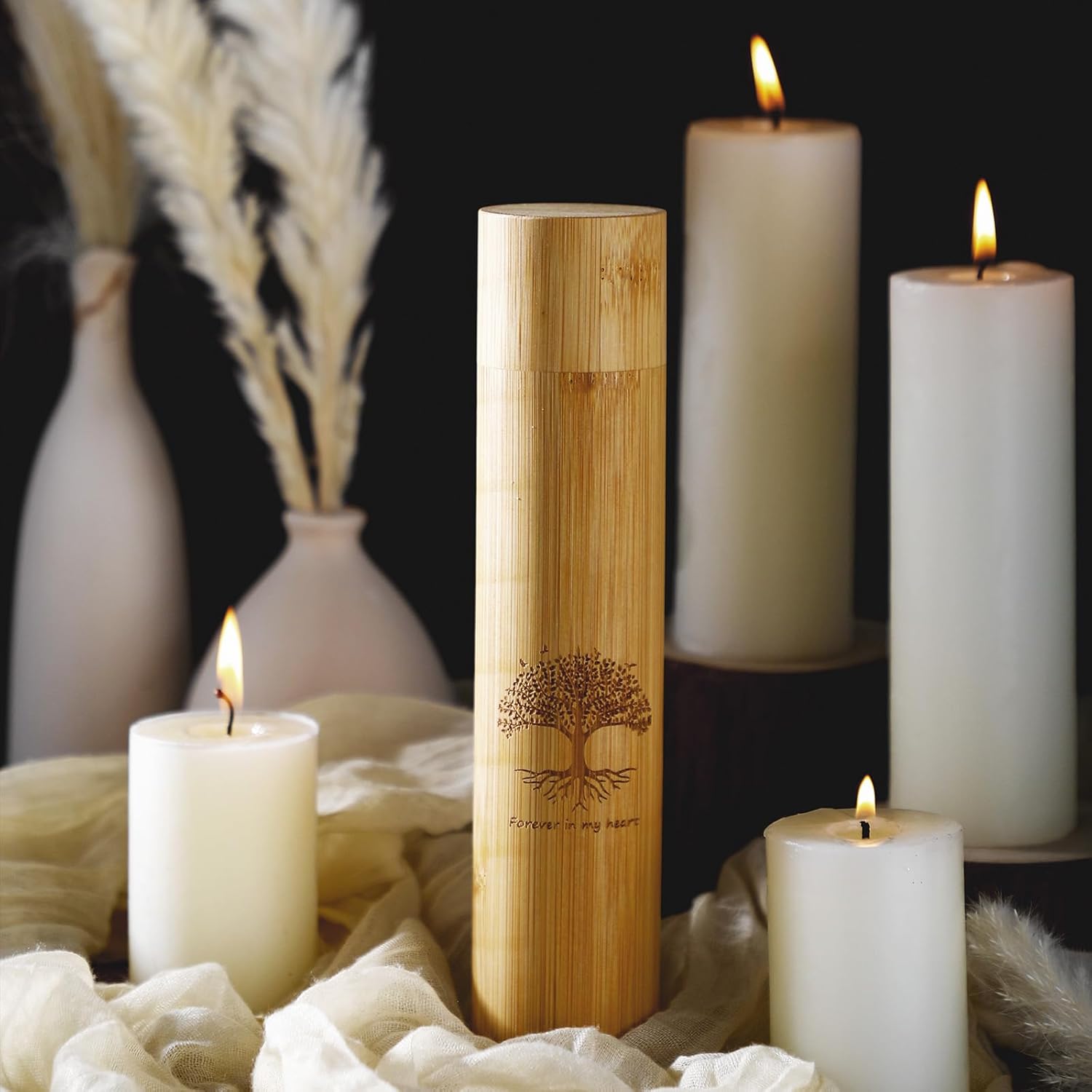 1 Set Bamboo Small Scattering Urns for Human Ashes 9'' x 2''