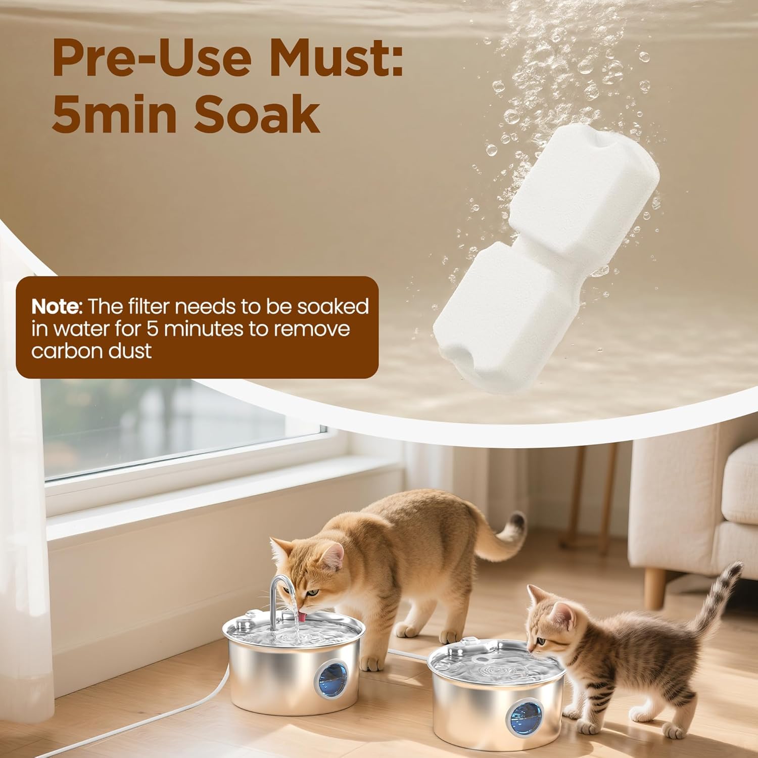 Cat Water Fountain Filter: 24 Cat Fountain Filter Replacement - 24 Pet Fountain Filter - 12 Carbon Filters & 12 Foam