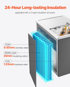 Drop in Ice Chest, Stainless Steel Drop in Cooler, Commercial Ice Bin with Lid for Outdoor Kitchen Patio Bar