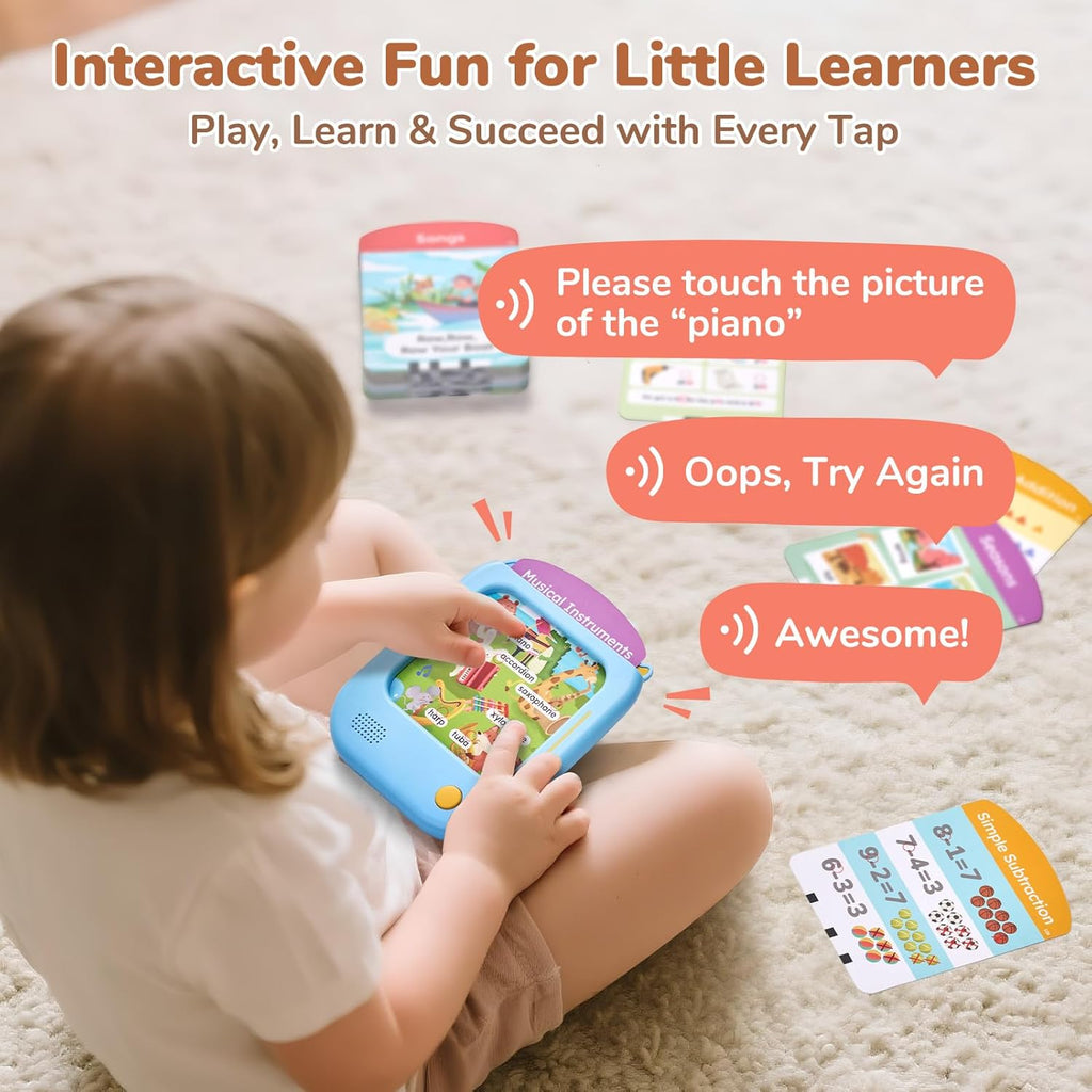 Kids Learning Tablet, 156-Page Talking Phonics Flash Cards | 40+ Themes, 600+ Words, 100+ Interactive Games, Learn to