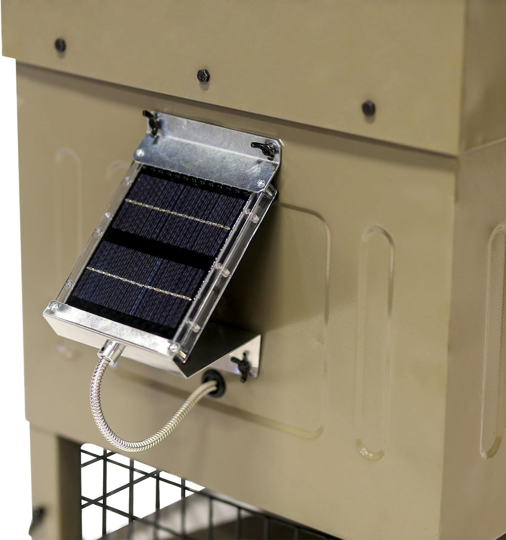 Stand & Fill Sled Feeder with Diverter Plate & Solar Panel | Easy Assembly Durable Steel Deer Hunting Varmint Guarded