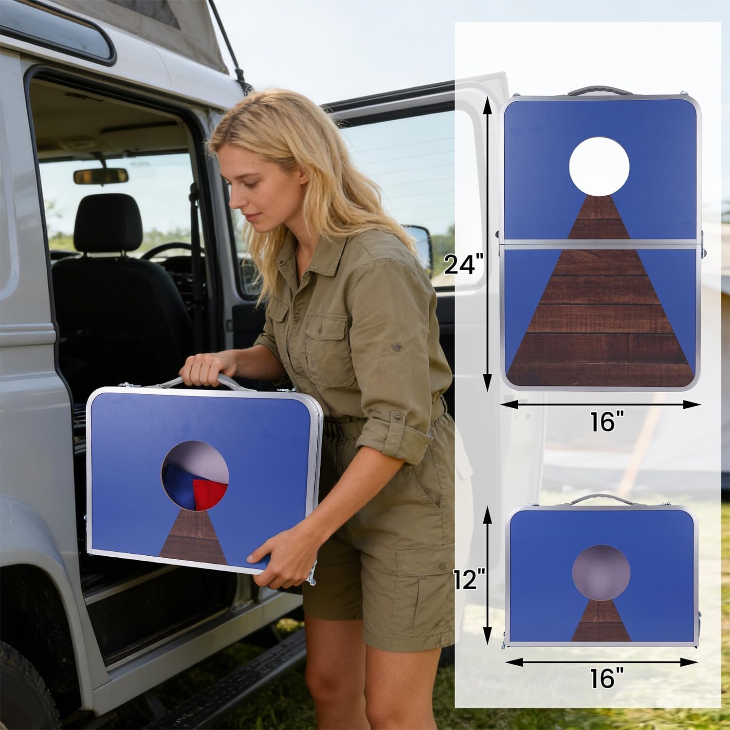 Portable Cornhole Board Set for Kids Teens & Adults, 24x16 Inch Foldable Corn Hole Games with Bean Bags & Carry Bag