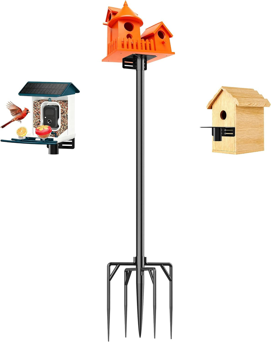 Bird House Pole Stand 79", Dia 1 Inch Smart Bird Feeder Pole for Camera Birdfeeder, Feeding Station for Outdoors