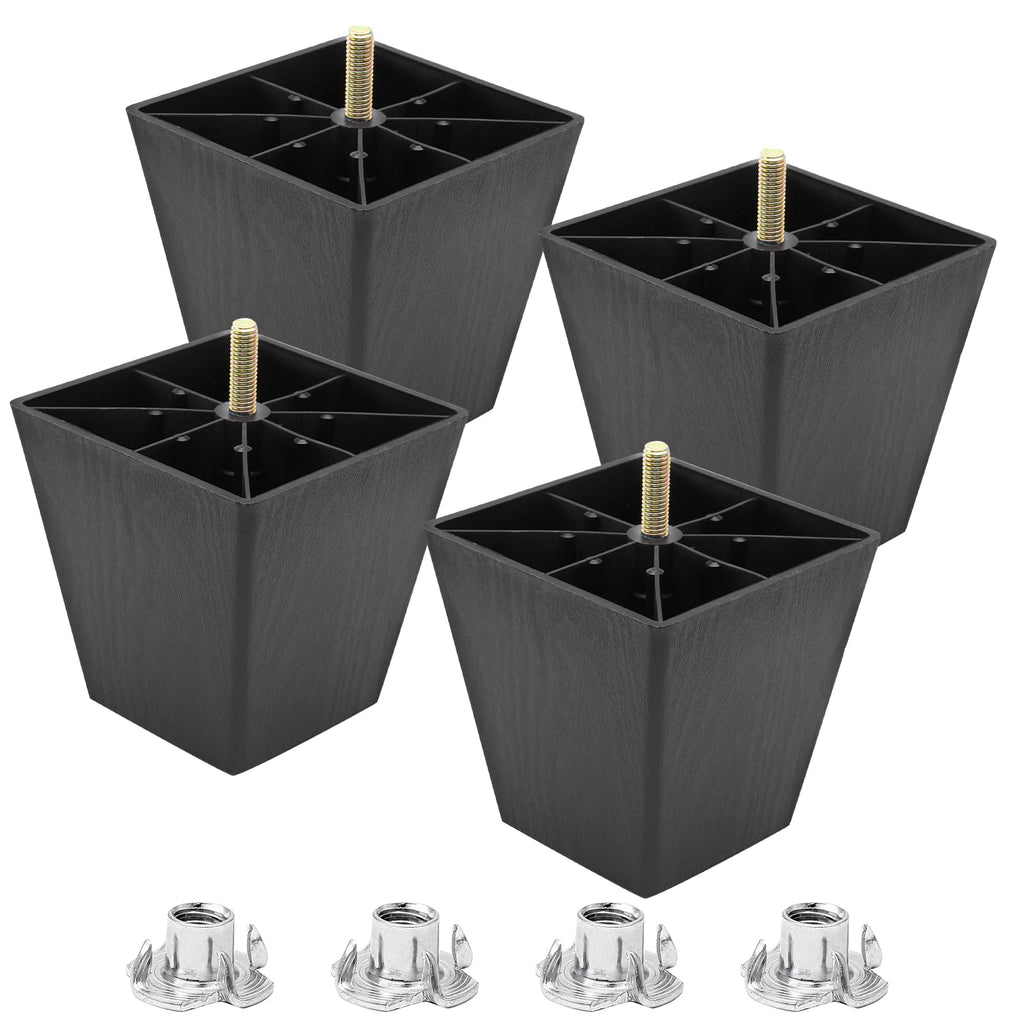 4 Inch Plastic Table Legs, Black Couch Leg, 4 Pcs