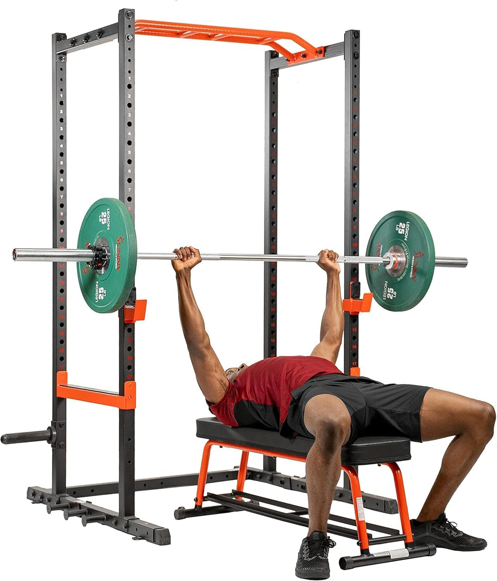 Power Zone Strength Rack Power Cage - 1000 LB Weight Capacity, Spotter Bar, Angled Pull-Up Bar, J-Hooks, Resistance