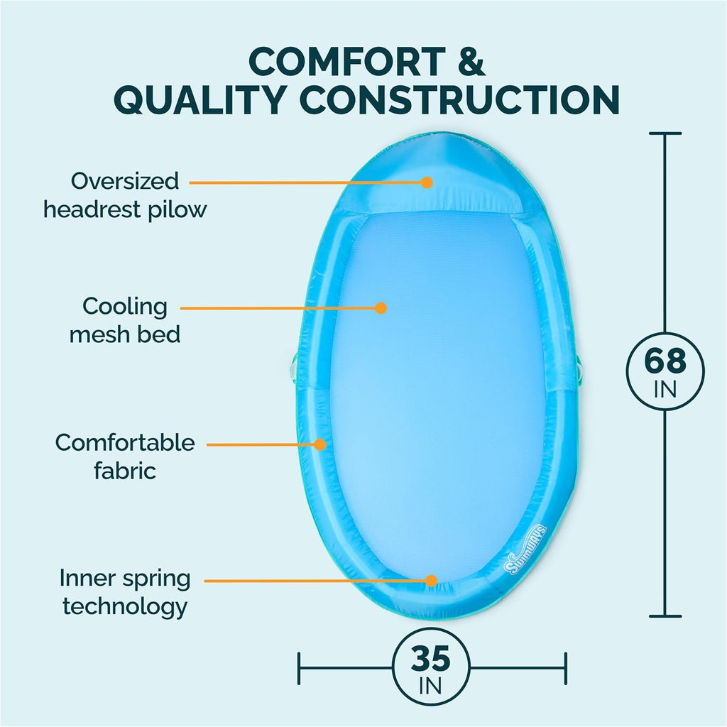 Spring Float Premium Hammock Lounger, Inflatable Pool Floats Adult with Fast Inflation for Ages 15 & Up