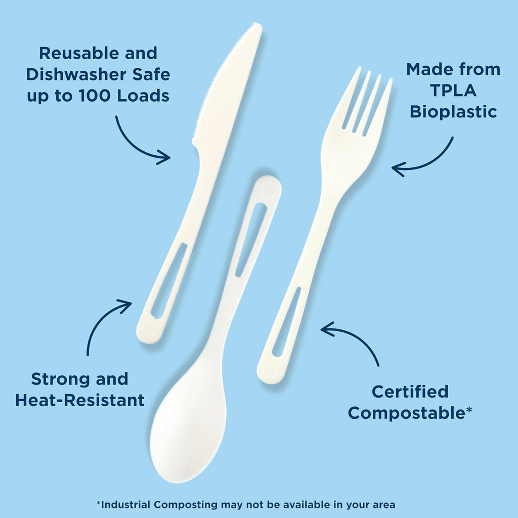 Compostable TPLA Assorted Cutlery, Pack of 250