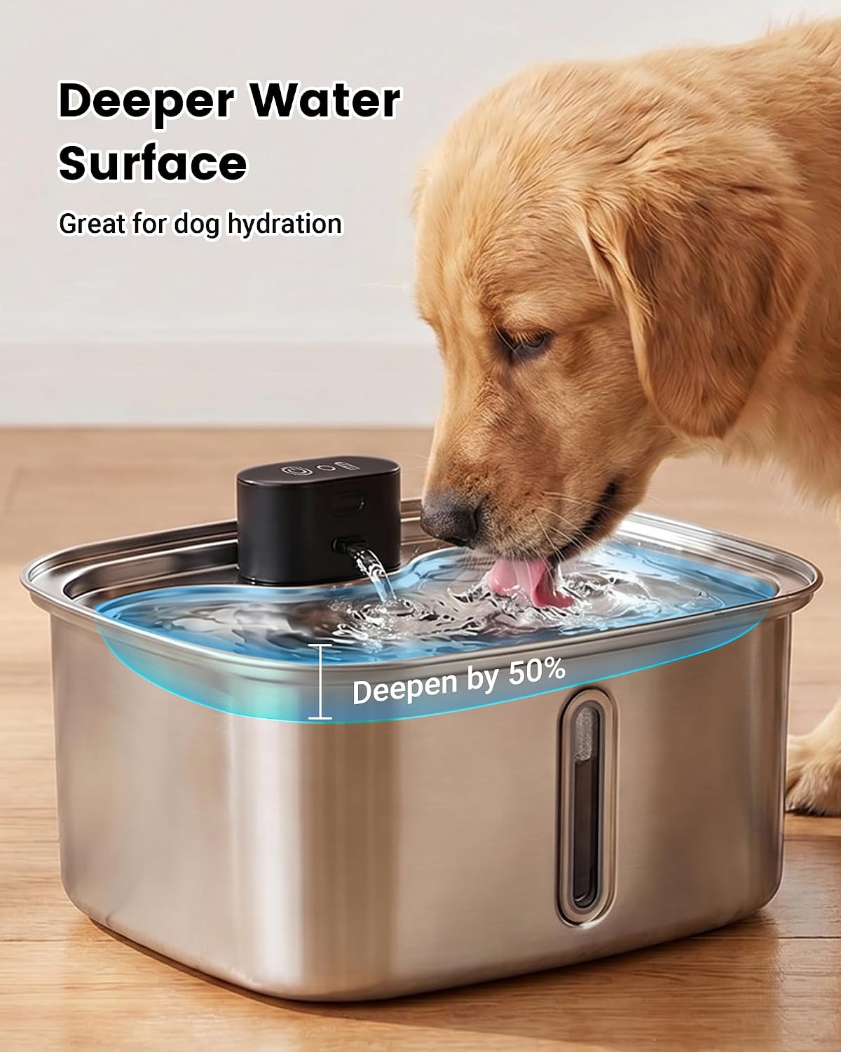 Smart Dog Water Bowl Dispenser Large, 10L/ 2.64Gal Cordless Dog Water Fountain Stainless Steel with APP Monitoring