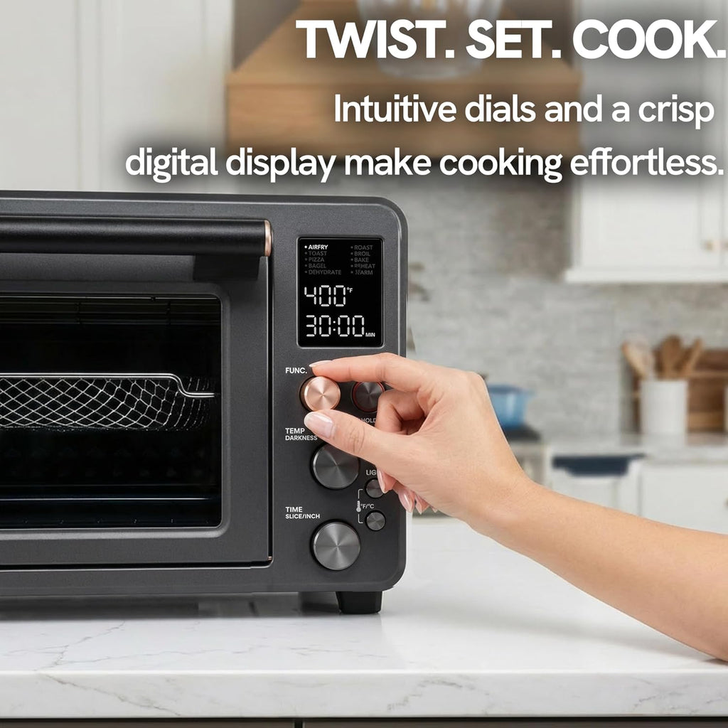 26.3 QT Non-Toxic Enamel Interior Air Fryer Toaster Oven Combo, 10-in-1 Convection Countertop Oven with Infrared