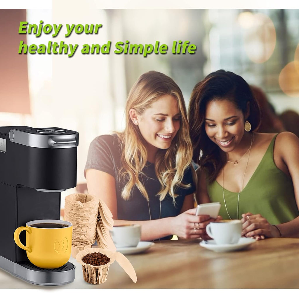 Unbleached K Cup Paper Filters with Lid, Fits Keurig 1.0 & 2.0 Reusable Pod | 100% natural unbleached wood pulp