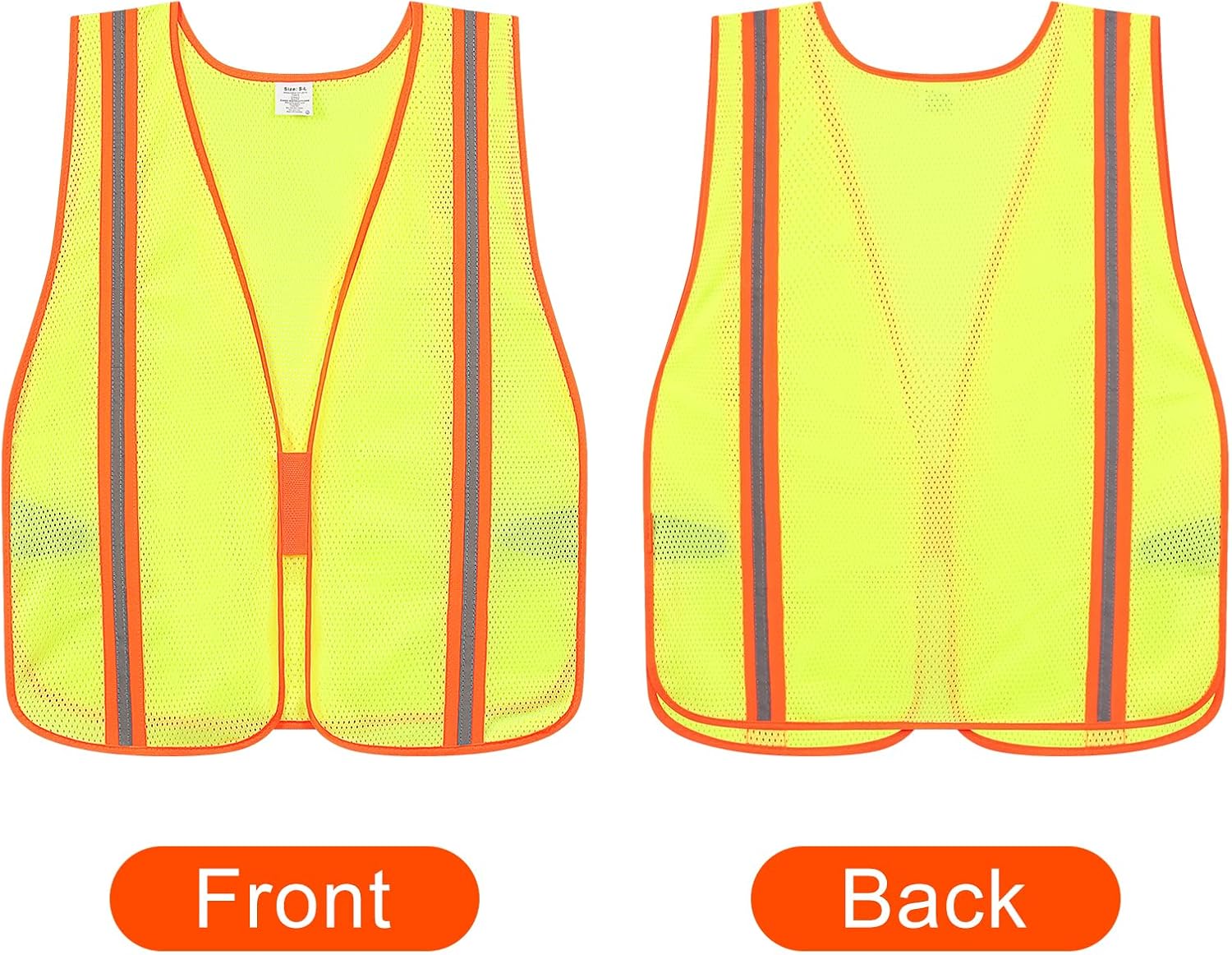 High Visibility Reflective Safety Vest for Men Women Class 2 Hi Vis Mesh Fabric Safety Work Jacket with Elastic Band