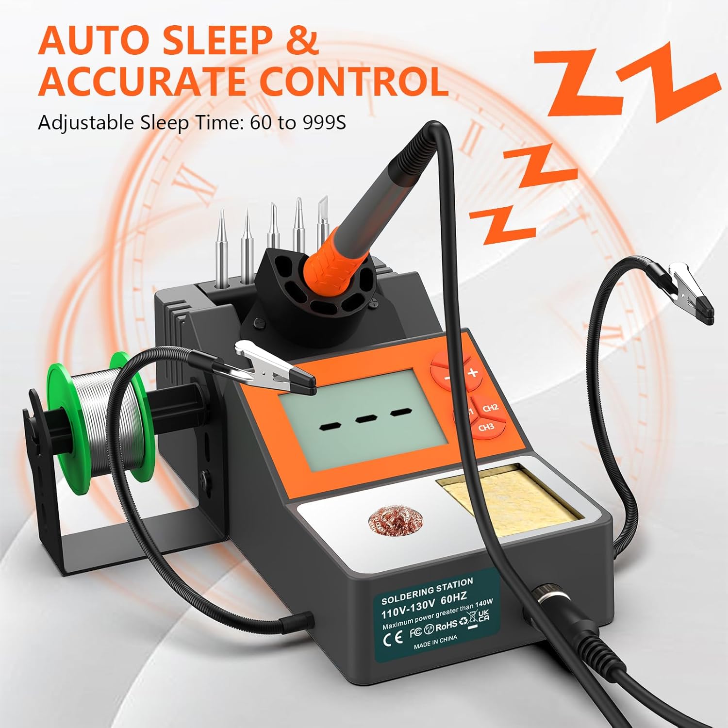 Soldering Station, 140W Digital Display Soldering Iron Station Kit with 2 Helping Hands, 356°F-932°F, Auto Sleep