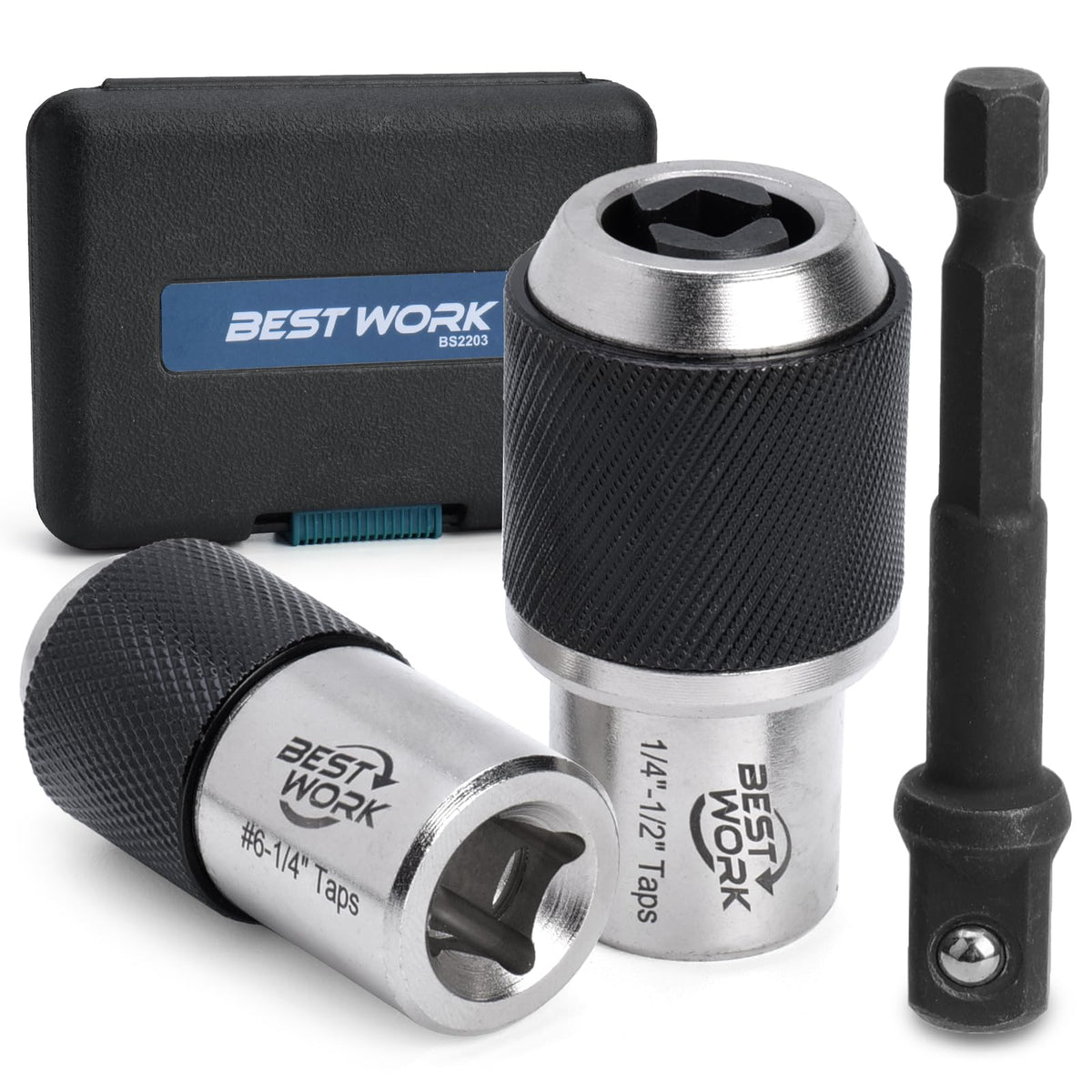Bestwork 3pcs Adjustable Tap Socket Set, 3/8" Drive Tap Handle Tool