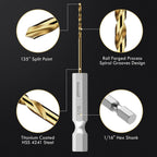 MACXCOIP 16Pcs 1/16" Hex Shank Titanium Twist Drill Bit Set