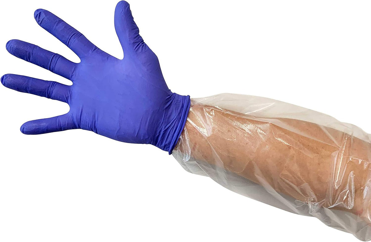Poly Elbow Length Disposable Gloves, 21 inch Length, Embossed, OSFM